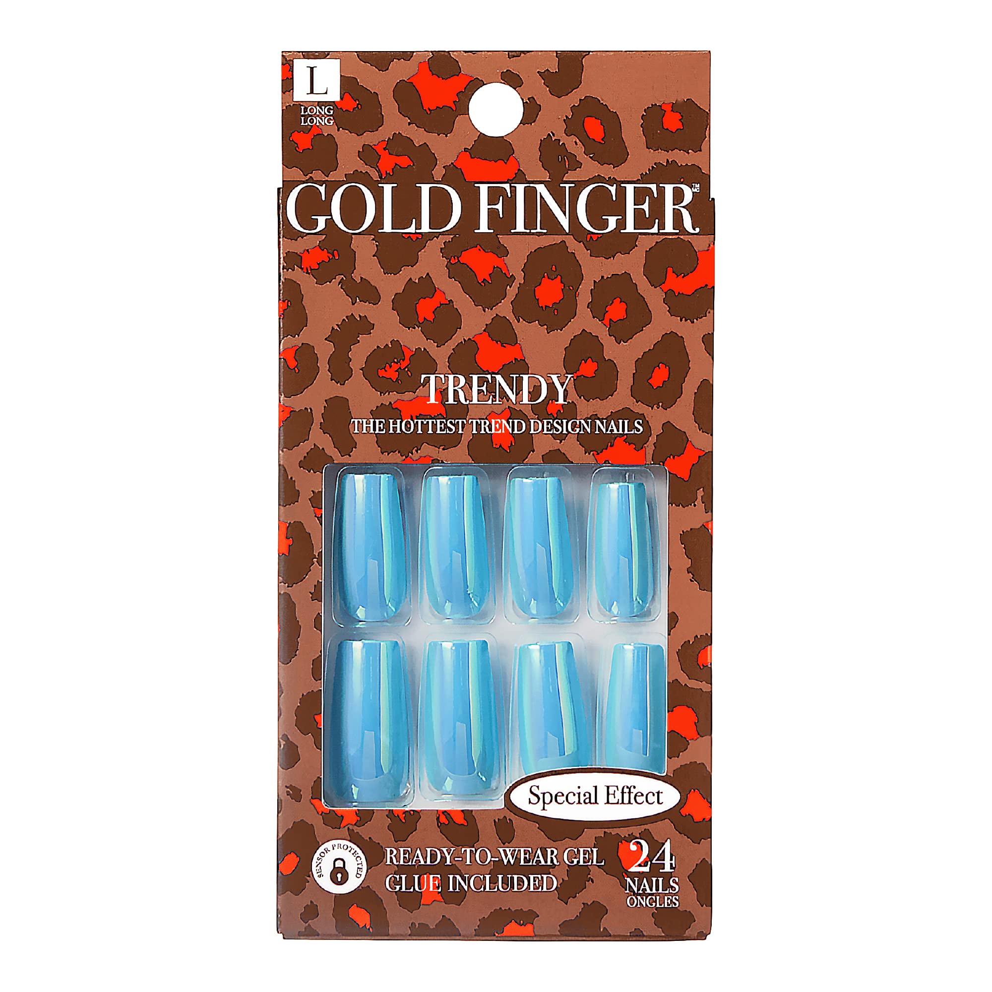 GoldFinger Press On Nails Special Effect Full Cover Nails Glue On Nails Manicure Long Fake Nails with Glue (Never Stop)