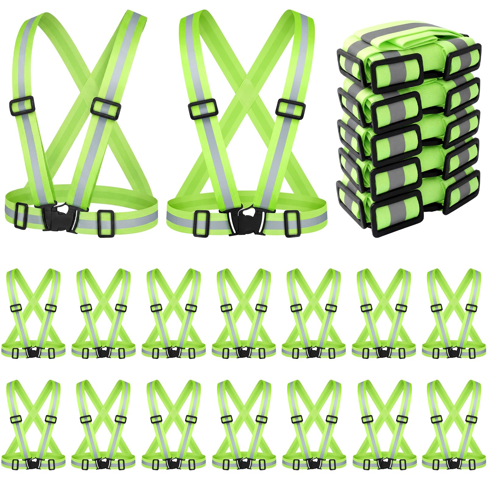 24 chalecos reflectantes para correr, chaleco reflectante de alta visibilidad, chaleco de protección de cruce, chaleco reflectante para correr con correas de seguridad para hombre y mujer, correr