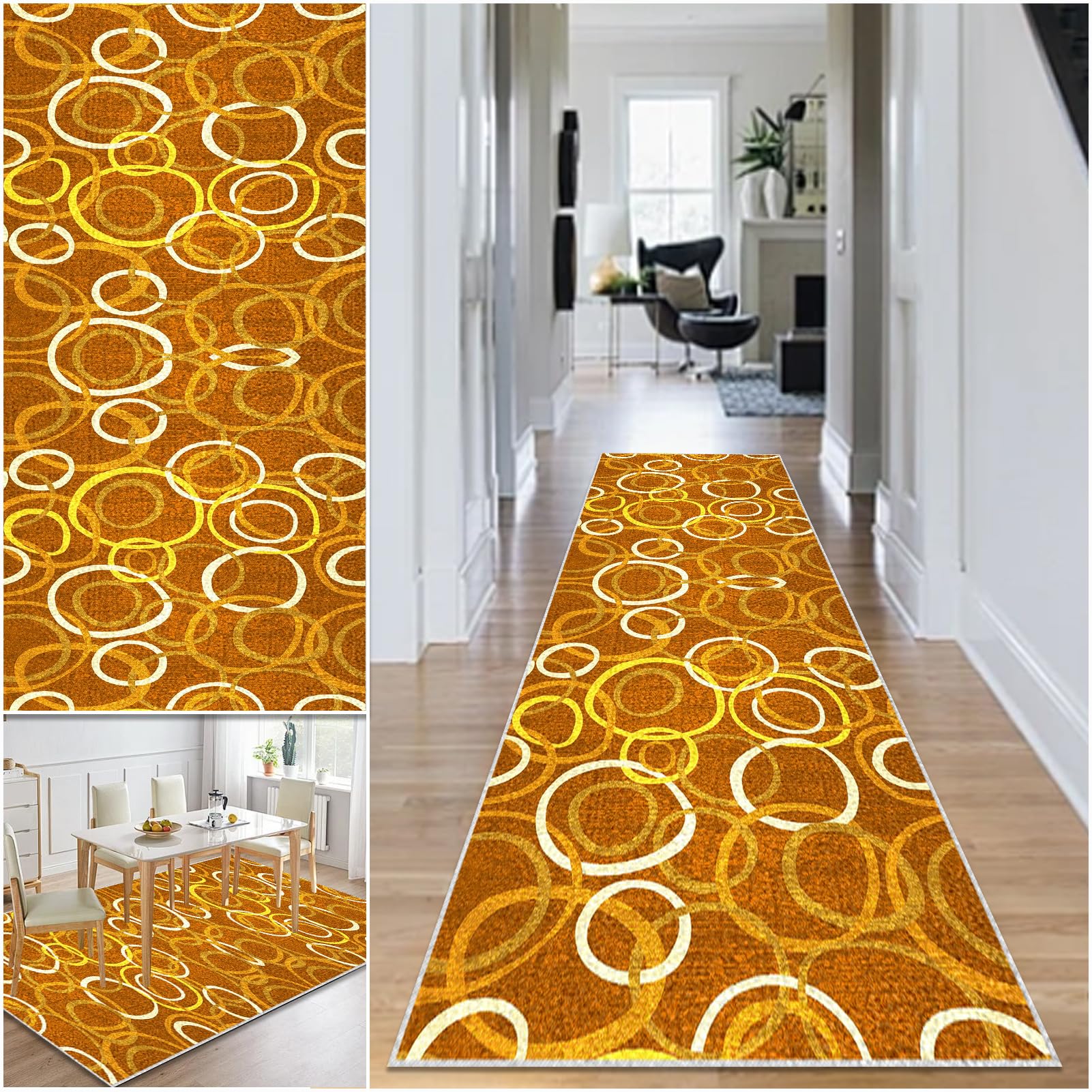 Hallway Runner Rug Non Slip Washable Kitchen Runner Rug 65 x 450 cm Area Rugs Hallway Hall Runners Narrow Rug Low Pile Carpet Runners with Anti-Slip Backing Floor Runner for Hallway Entryway Laundry