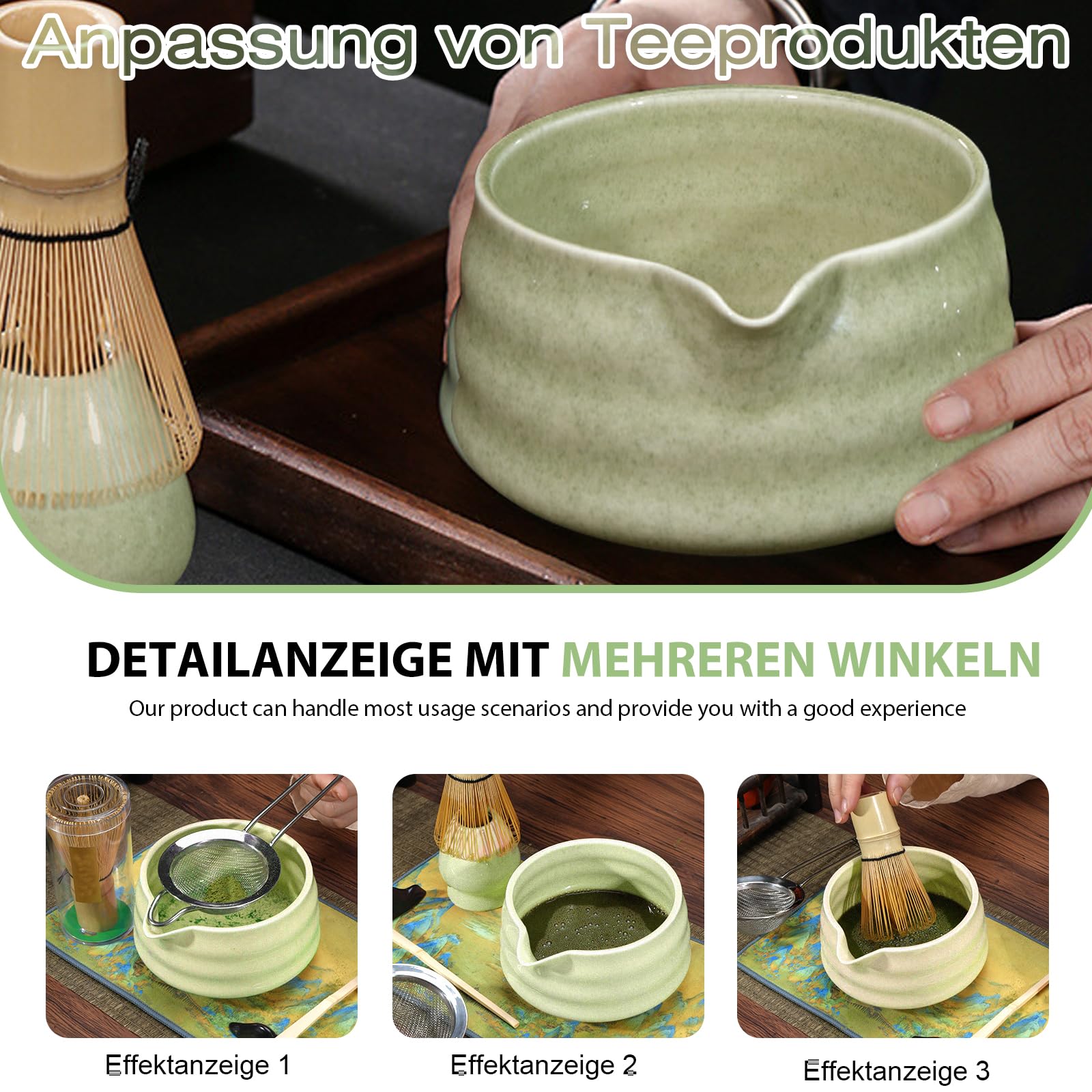 2 szt. miska matcha: 18 OZ ręcznie robiona matcha chawan miska matcha na ceremonię matcha miska ceramiczna matcha z dziobkiem, zielona