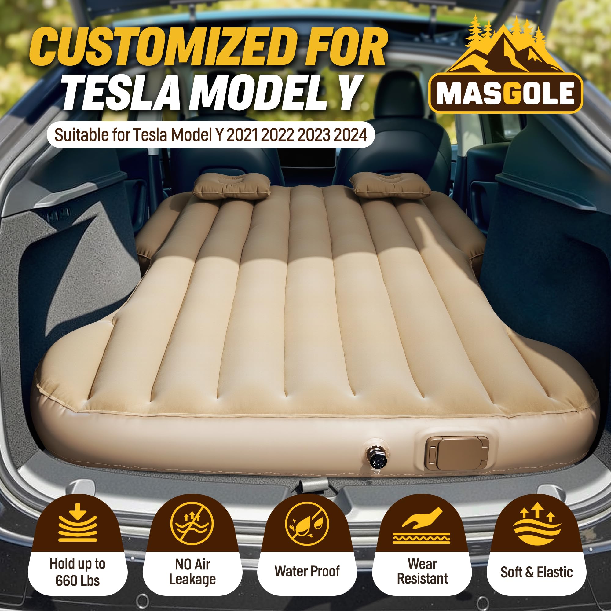 Camping Air Mattress for Tesla Model Y, Inflatable Camping Air Mattress with Wireless Charging Air Pump, Comfort Car Sleeping Mat, Tesla Model Y Accessories 2024-2021