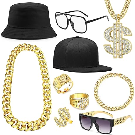 80s 90s Accessories Outfit for Men Hip Hop Rapper Costume Kit