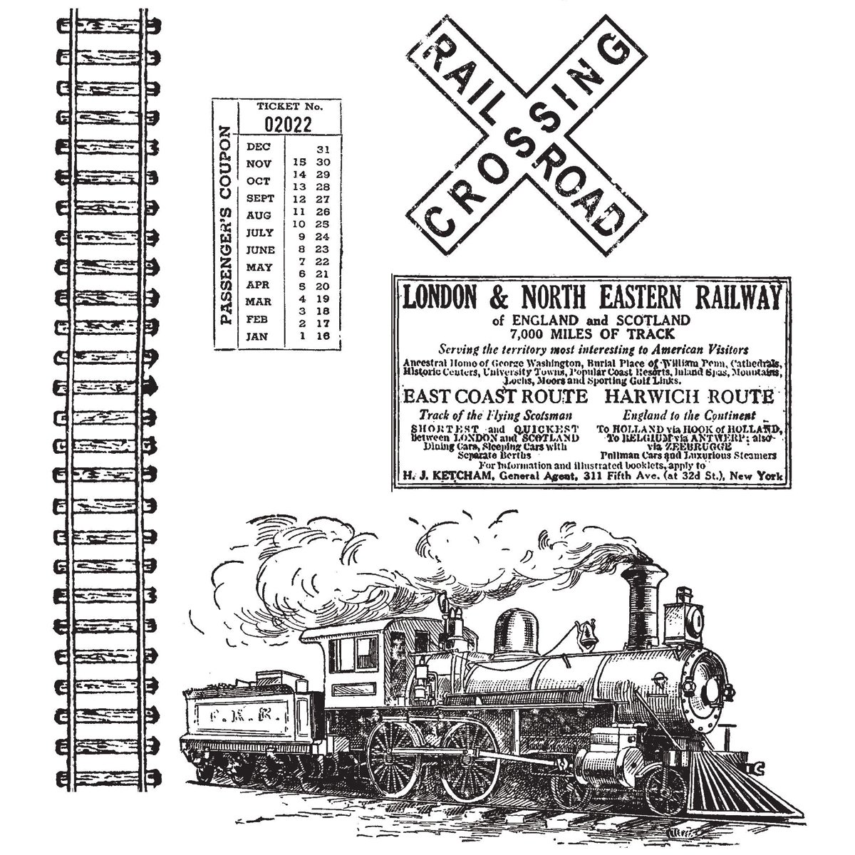 Art Gone Wild Tim Holtz on the Railroad Stamp, Black