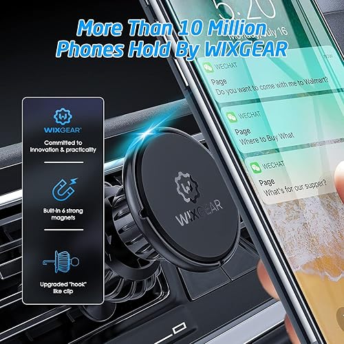 Miniatura 2 de WixGear Paquete de 2 soportes magnéticos universales para ventilación de aire para automóvil, soporte de teléfono para teléfono para teléfonos