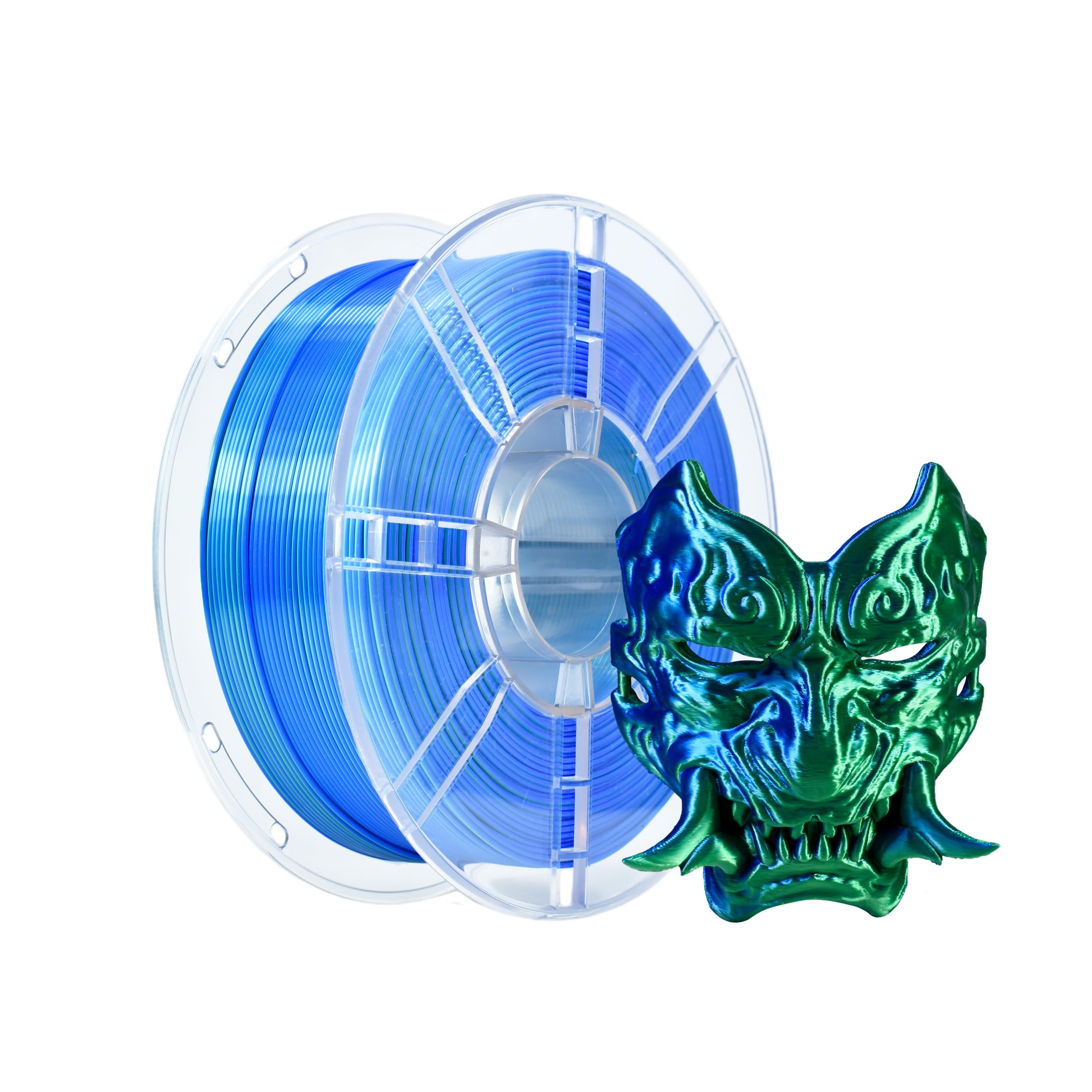 iBOSS Dual Color Silk Blue Green PLA Plus Co-Extrusion 3D Printing Filament, Shiny Sapphire Blue Lime Green 2 Colors in 1 3D PLA, 1KG 2.2lbs 1.75mm+/-0.02mm Silk PLA+ Filament(Silk Blue&amp;Green)