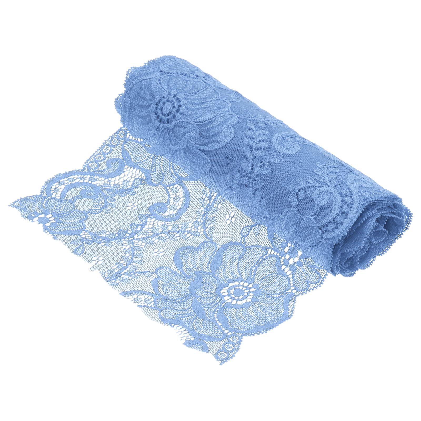 sourcing map 7.1 Inch Wide 2 Yard Lace Ribbon Floral Pattern Sky Blue Lace Trim Ribbon for DIY Crafts, Gift Wrapping, Bouquets, Wedding Decor, and Sewing Making