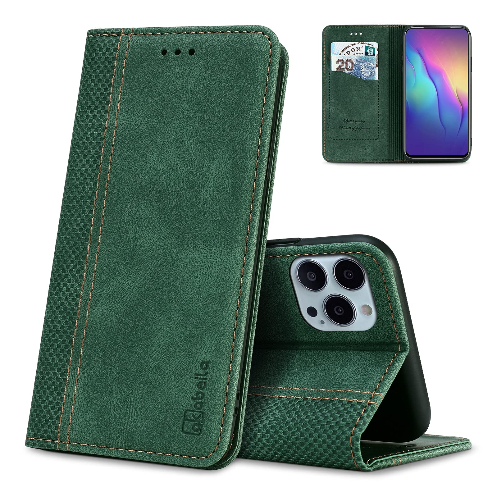 Compatible with OnePlus 15 Protective PU Leather Flip Case Stand Wallet Folding Cases Bag Cover with [Card Slot] [Stand Function] [Magnetic] Green