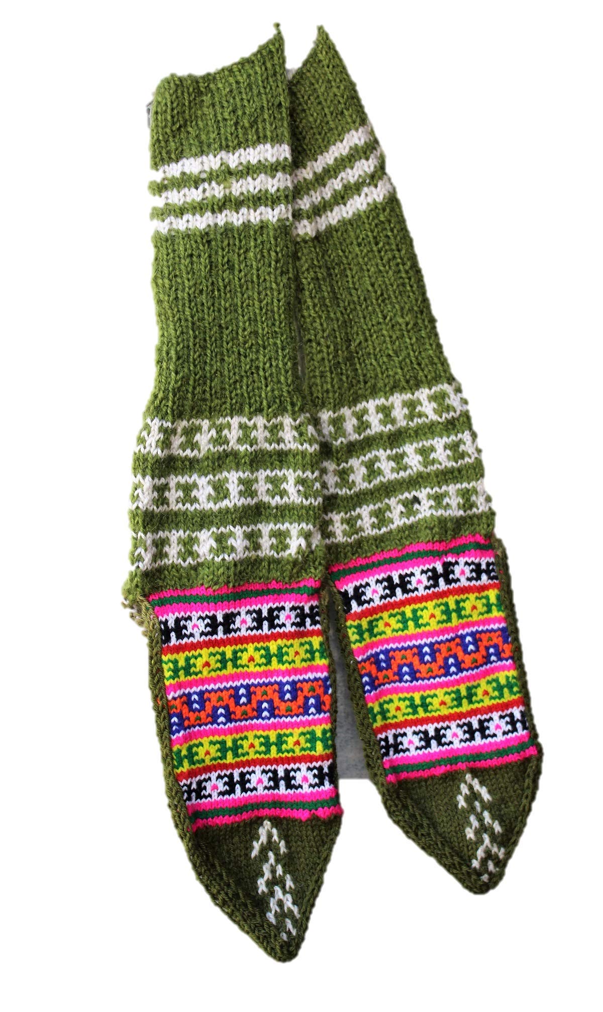 HimalayanKraft Hand Knitted Pure Woolen Casual Unisex Socks Kullu Handloom With Beatiful Embroiderd Socks (Green)-image-10