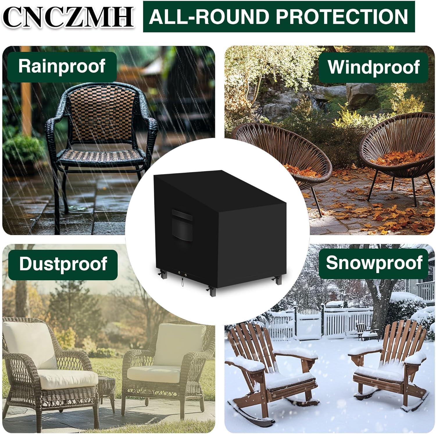 Heavy Duty Patio Chair Covers Waterproof Outdoor, 2 Pack 600D Patio Furniture Covers for Outdoor Rocking Swivel Adirondack Chairs, Lounge Deep Seat 33'' W x 34''D x 24''H/ 31''H Black
