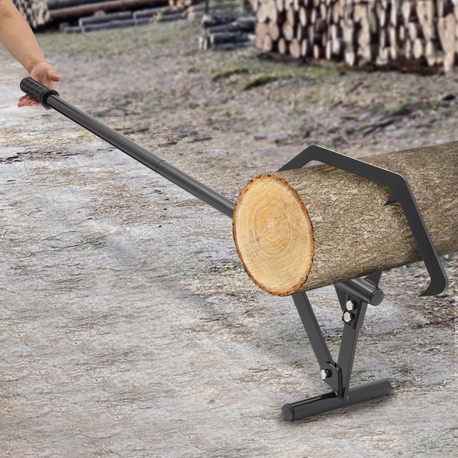 Timberjack - Alzacavi in acciaio, con gancio reversibile, regolabile manualmente, per un sollevamento sicuro, ruote e seghe di tronchi, nero