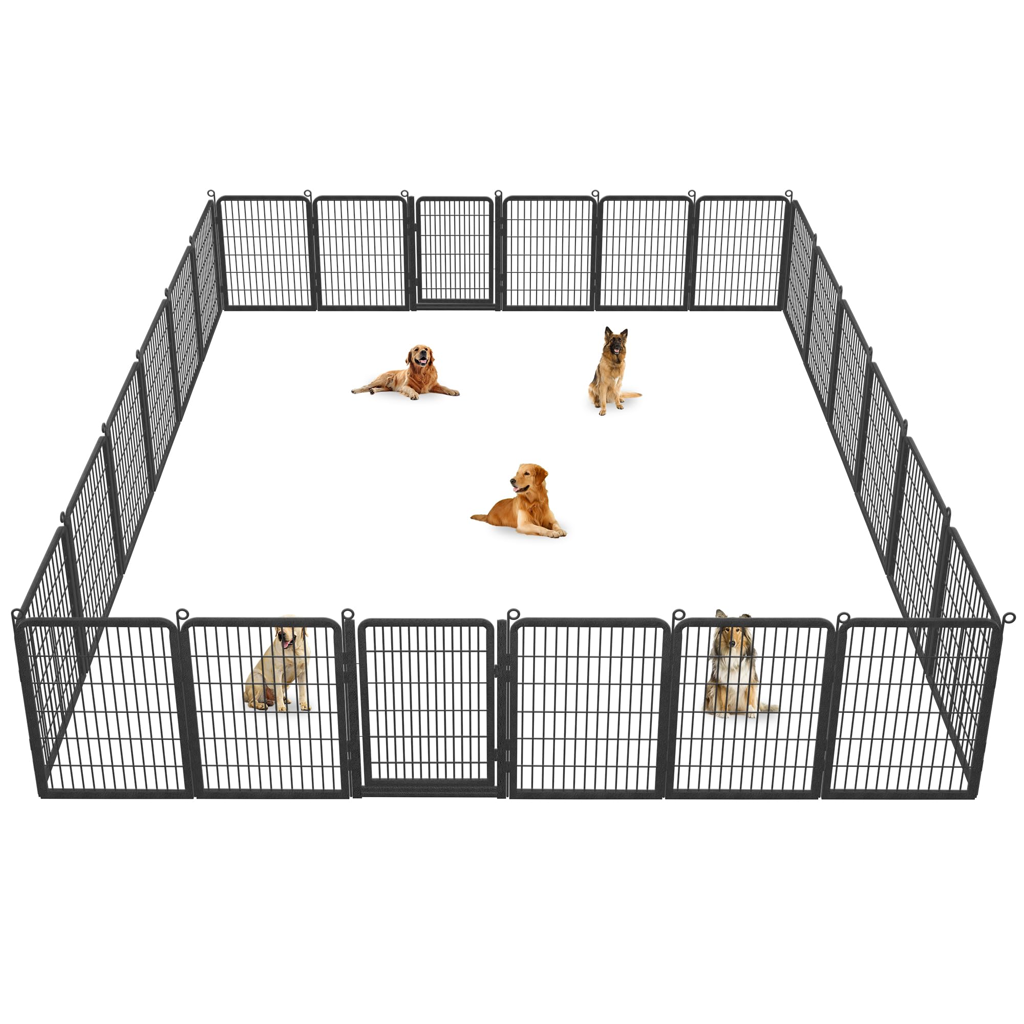 Jhsomdr Dog Playpen Outdoor, 40" Height 20 Panels Pet Fence with Low Threshold Full Gate, Large Dog Fence Outdoor for Yard, Heavy Duty Pet Playpen