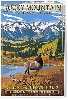 Lantern Press 8x12 Inch Art Print Wall Decor, Rocky Mountain National Park, Colorado, Fall and Elk