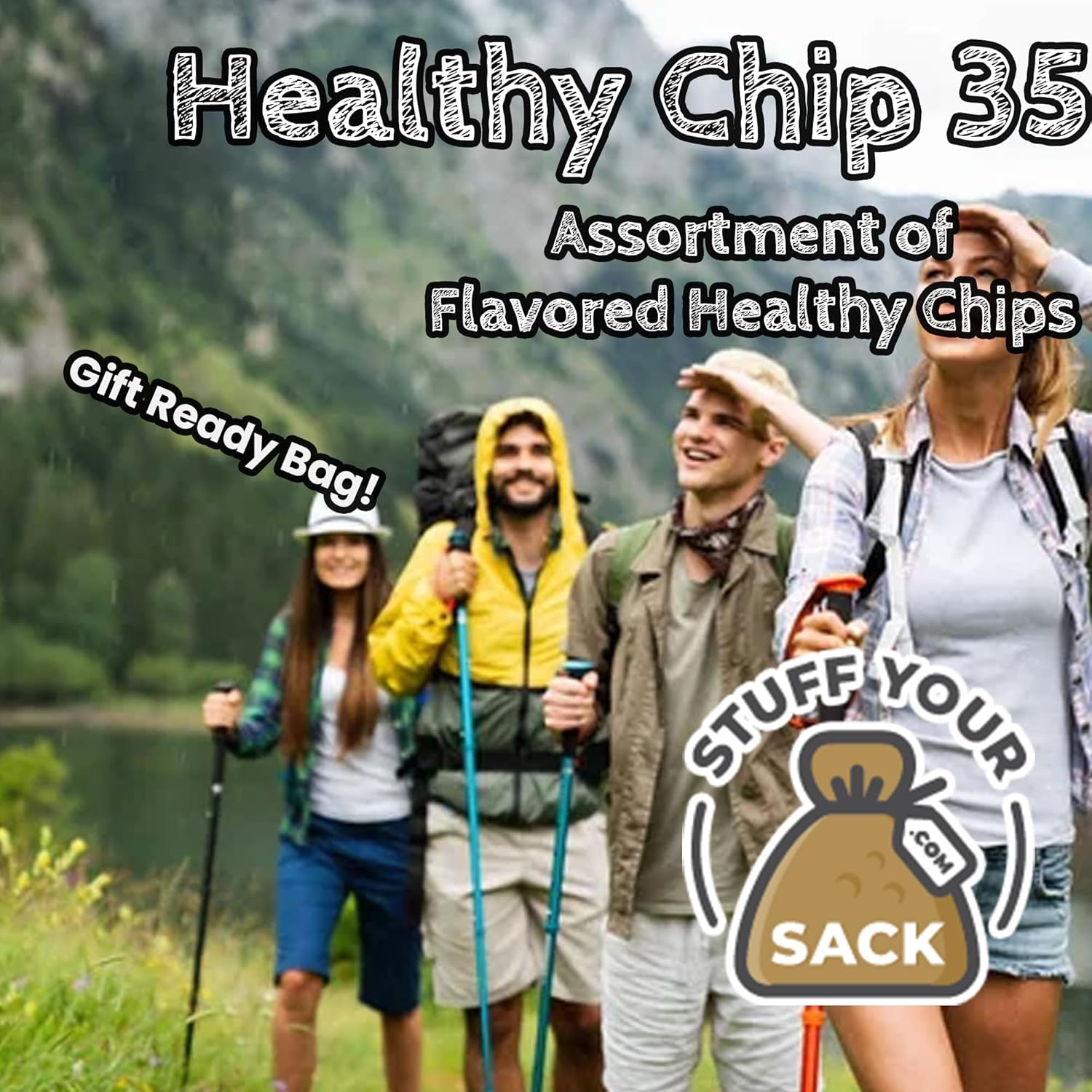 Healthy Snacks Variety Pack for Adults – 35 Count Snack Box with Chips, Popcorn, Crisps and More – Low Calorie, Whole Grain, and Better-For-You Options for Work, Home, or Travel by Stuff Your Sack