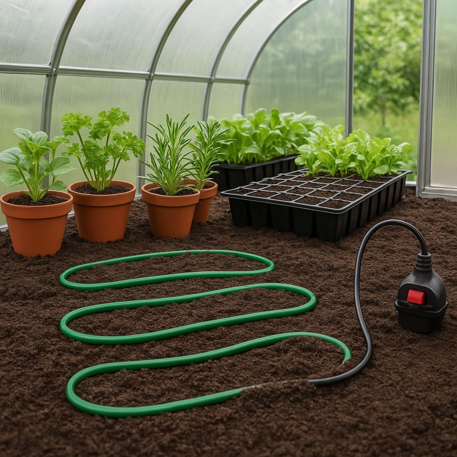 Weedness Cable de Calefacción para Invernadero 60 Vatios 10 Metros - Alfombrilla Calentadora Animales Calefacción Terrario Esquejes Cultivo Plantas Jardín Crecimiento