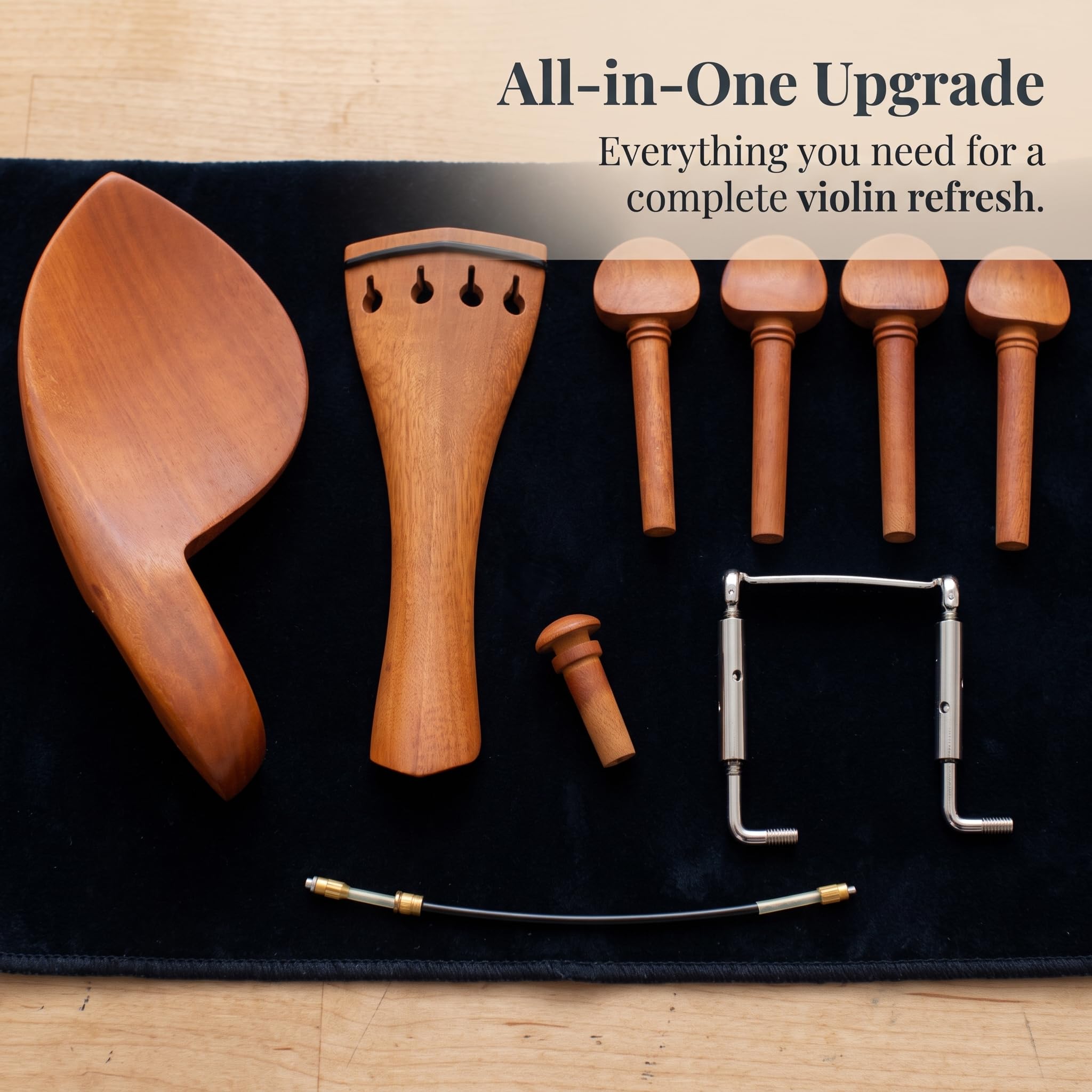 Kit Accesorios para Violín 4/4 Azufaifo o – Mentonera, y Clavijas Afinación para Violín, style to 2, 4/4