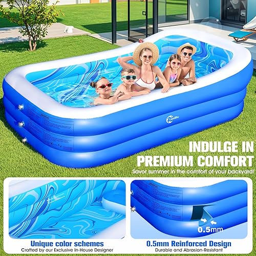 Miniatura 4 de Piscina inflable con respaldo grande y asiento, piscina grande gruesa de gran tamaño para adultos, piscinas inflables para niños y adultos, piscinas