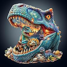 Wooden Puzzles for Adults, 230pcs Fantasy Dinosaurs Wood Puzzle, Unique Animal Shape Puzzles with Wood Box, 34 * 32.8cm Wooden Puzzle for Family Game and Birthday Gifts for Friend