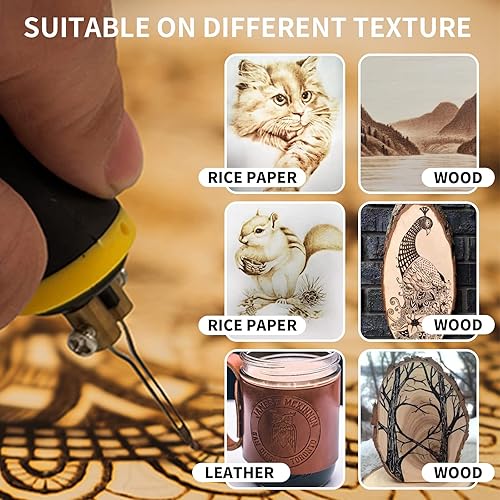 Miniatura 3 de Kit de quemado de madera, perillas de temperatura ajustable, máquina de pirografía de madera, kit de herramientas con 20 puntas de pirografía para