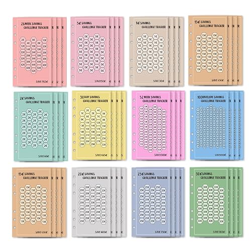 Lot de 48 Feuilles de Budget, Classeur Budget A6 Set