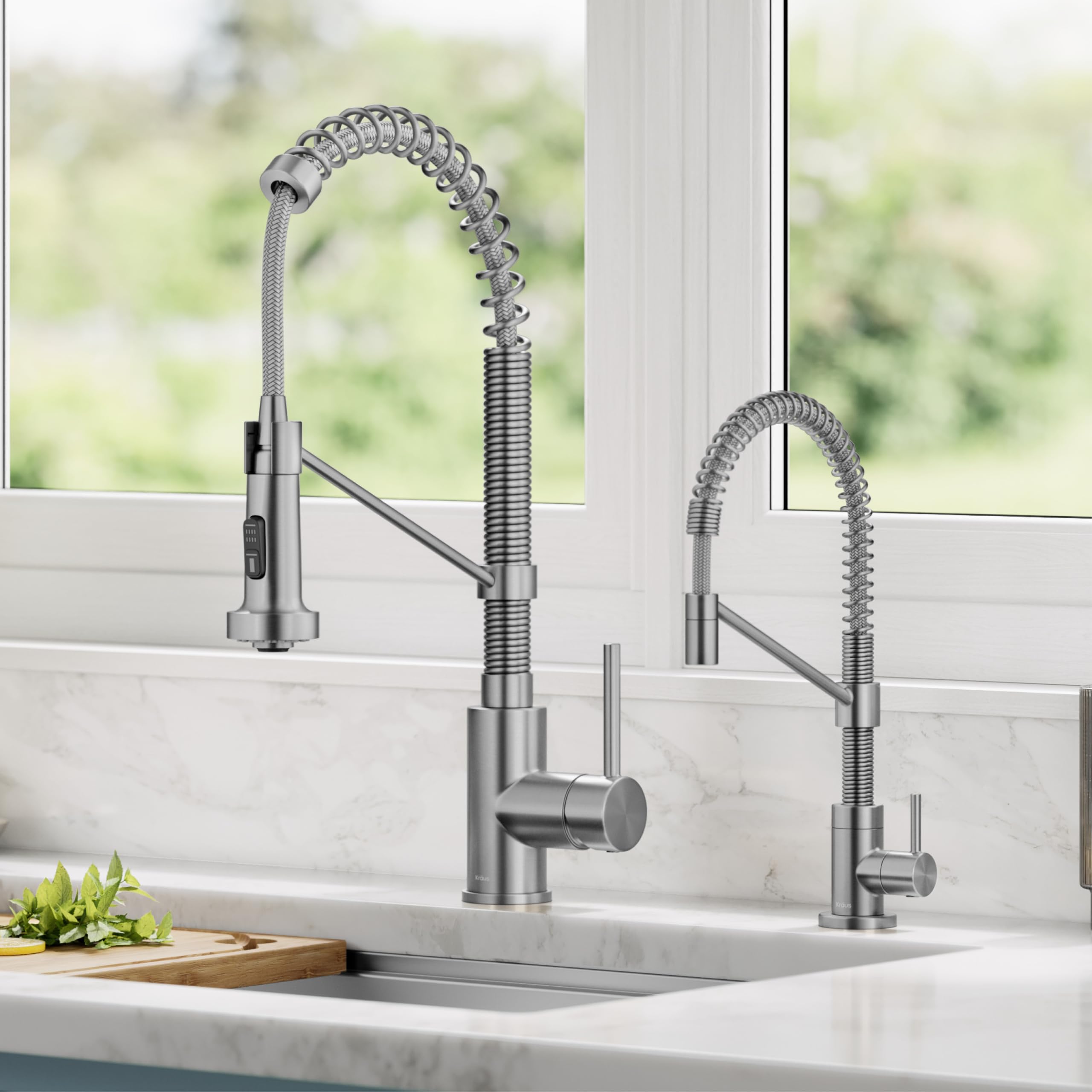 Bolden Commercial Style Pull Down Kitchen Faucet and Water Filter Faucet Combo in Spot-Free Stainless Steel, KPF-1610-FF-104SFS