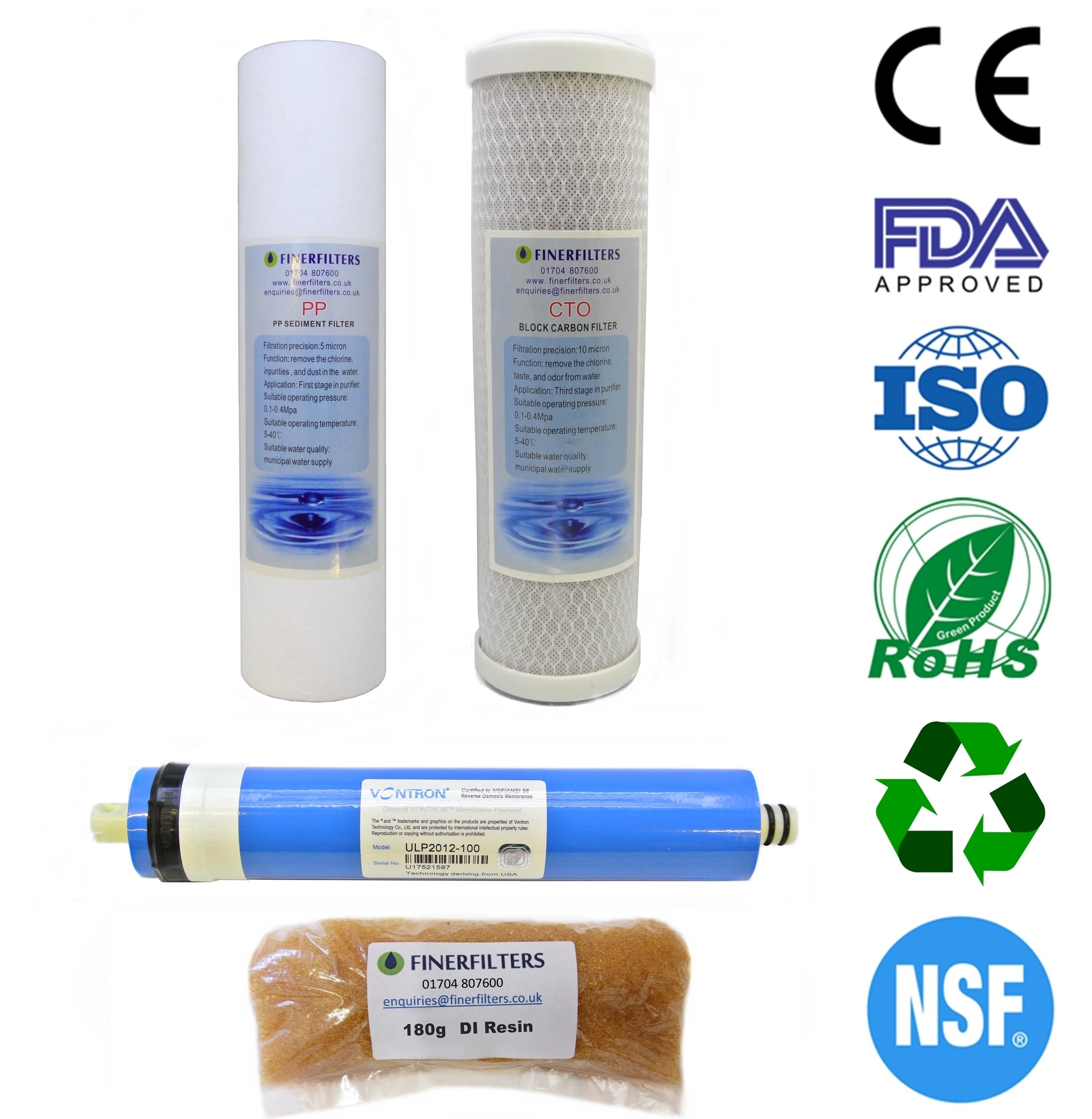 FINERFILTERS Umkehrosmose-Ersatzwasserfilter für Aquarien, 4-stufig, mit 100 GPD Membran