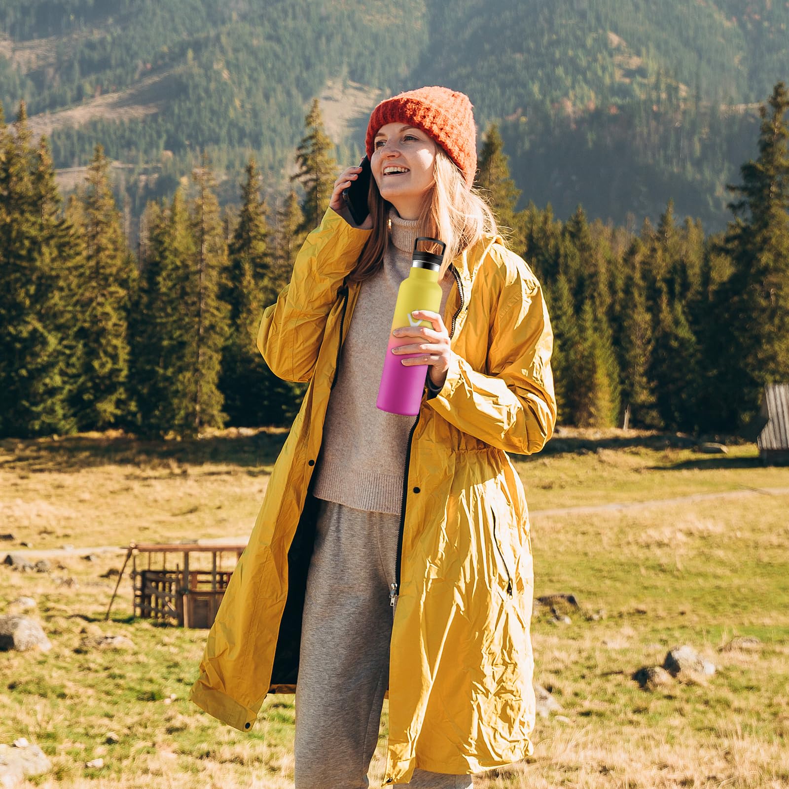 JAPORIA Borraccia Acciaio Inox 750ml, Termos con Cannuccia, a prova di perdite, Riutilizzabile, senza BPA, per Viaggio, Campeggio, Gimnasio