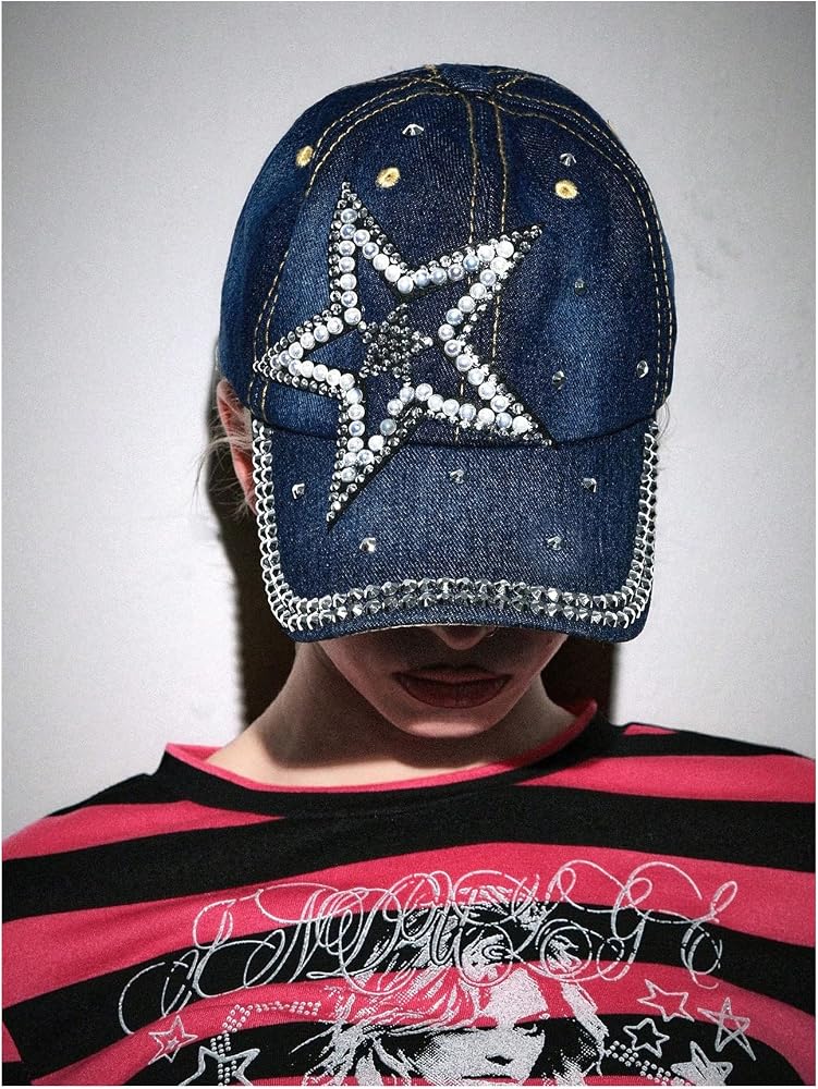 LOVE Hat Cap Jewel Studded Baseball Y2K Bling Rhinestone Distressed Denim Womens 71Col7ULJHL._AC_SY350_QL65_.jpg main image 3