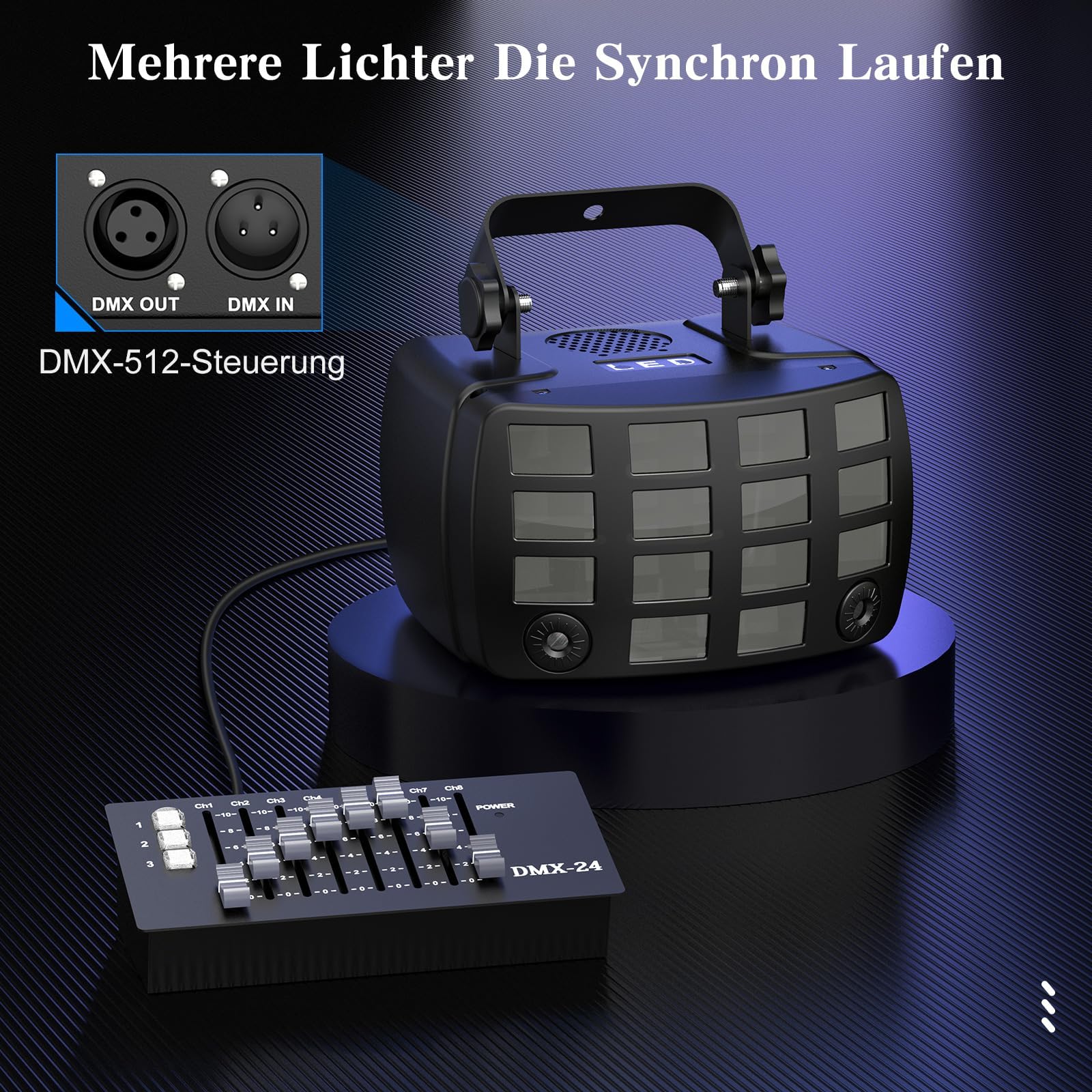 Luce da Discoteca RGBW per Feste e DJ - Attivata dal Suono D-MX512 Con Derby Beam, Strobo e Dinamico di Tendone - Palco Con Remoto Controllo per Club, Bar, Home Party