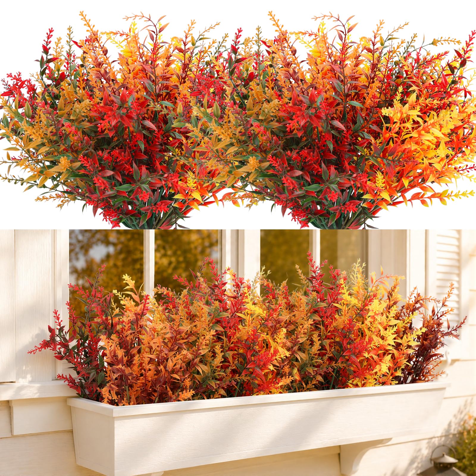 8 Bündel Künstliche Herbstblumen, Herbststrauß Künstlich Realistic Lavendel | Realistisch, Tierfreundlich, 7 Biegbare Stielen und 21 Blütenköpfe, 36cm Lang, UV-beständig & biegsam, Ideal für Herbstdeko