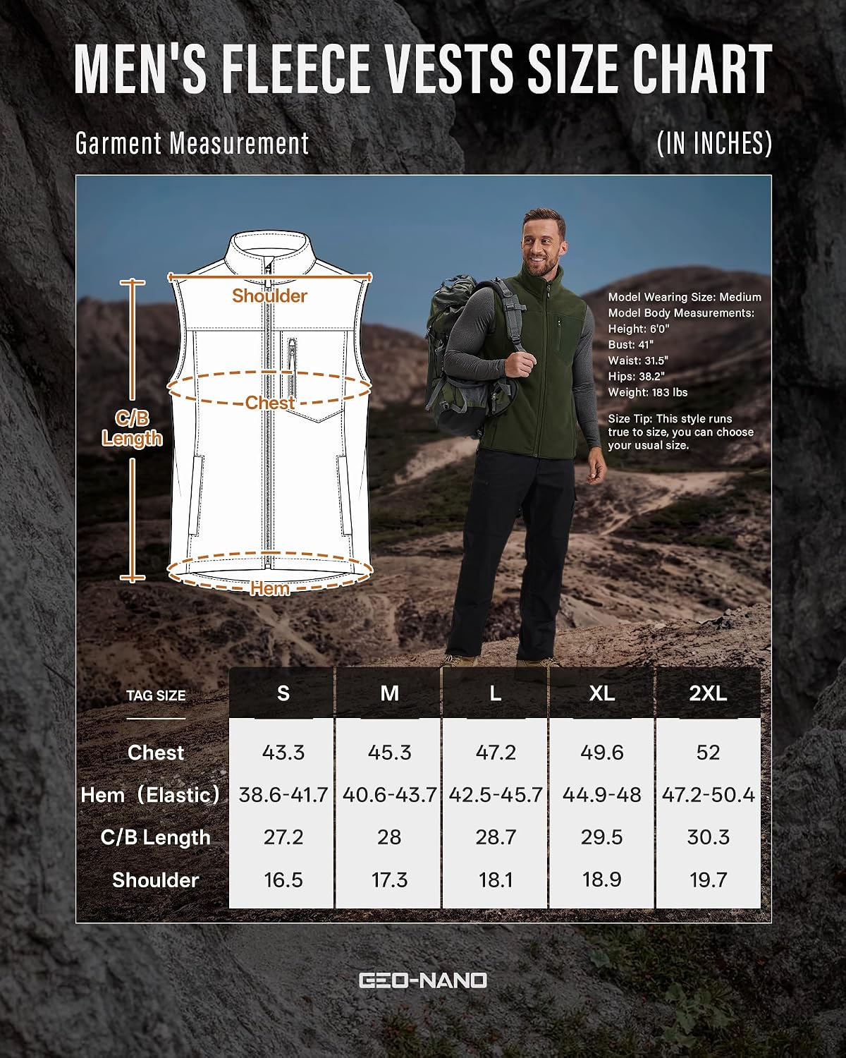 Men's Polar Fleece Vest Outerwear Winter Sleeveless Jacket