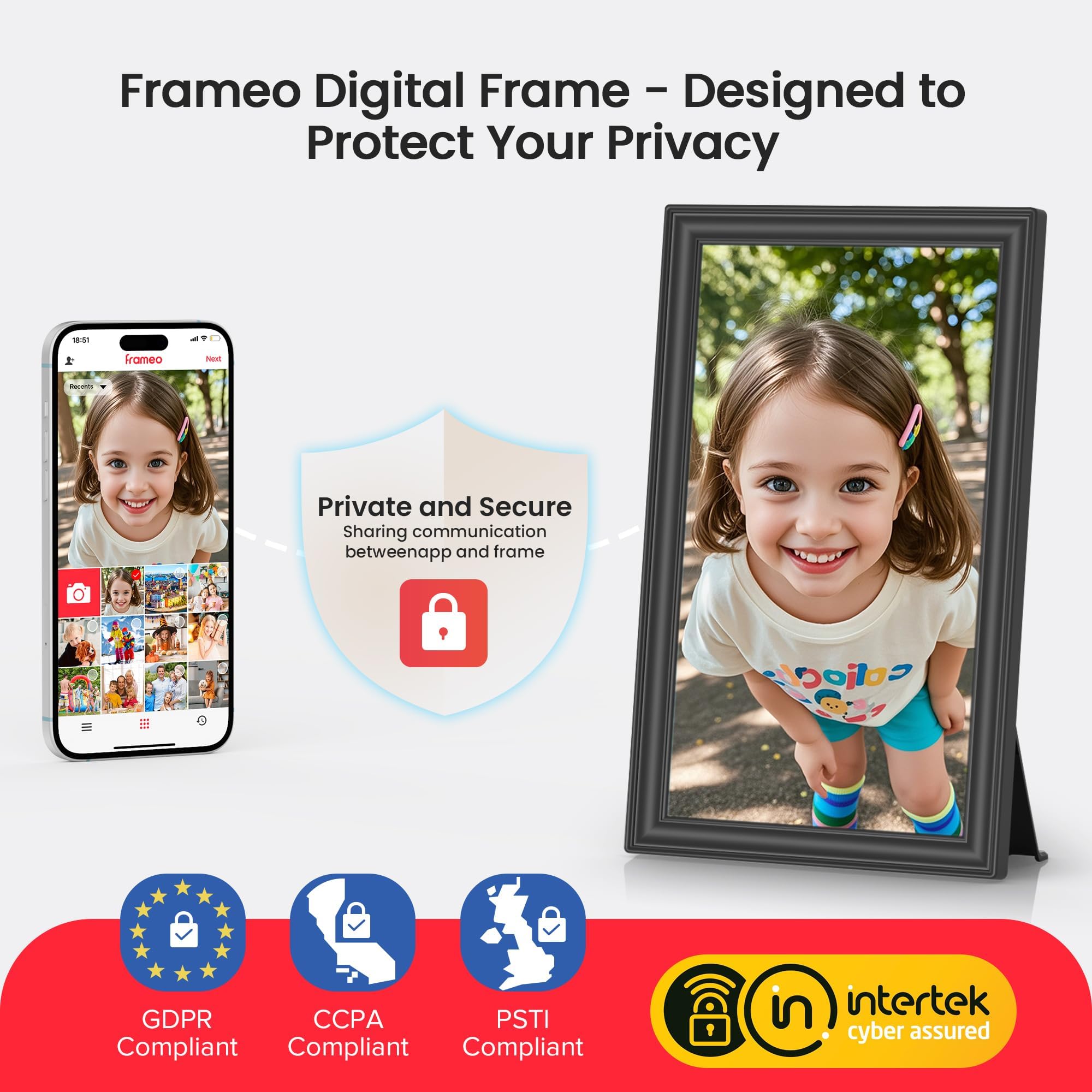 64 GB 15,6 Zoll Frameo Digitaler Bilderrahmen WiFi Schwarz - 1920 * 1080P FHD IPS Touchscreen Große elektronische Bilderrahmen, Auto Drehen, Wandmontage, Teilen von Fotos und Videos