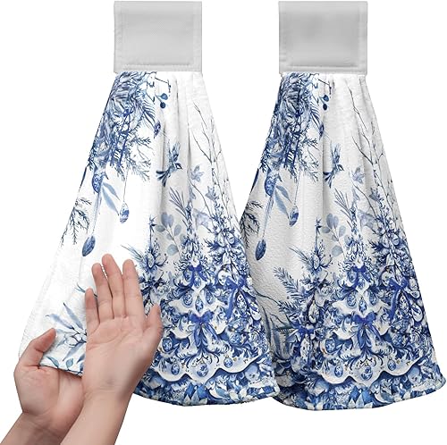 Miniatura 33 de America Stars - Juego de 2 toallas de cocina azules con lazo para colgar, patrióticas para colgar el 4 de julio, juego de 2 toallas de mano