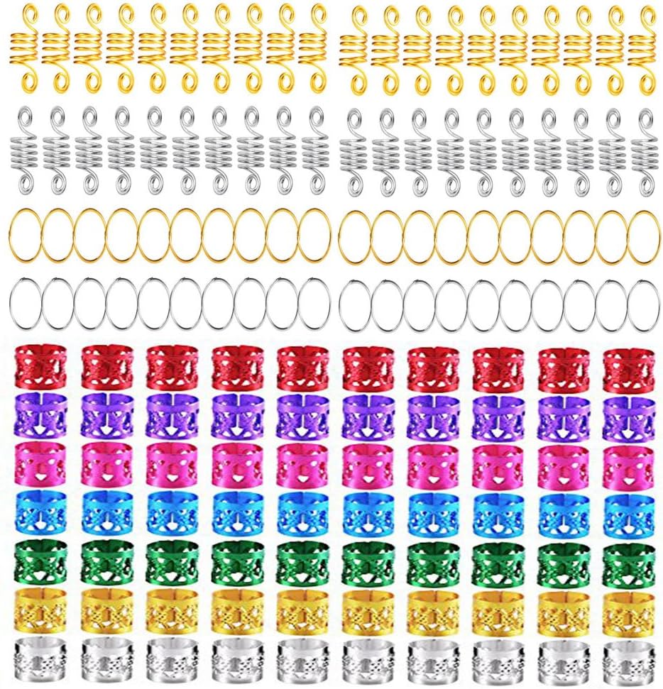 ASPEN BURG 150 Pieces Aluminum Hair Coil Dreadlocks Hair Braid Rings Dreadlocks Metal Hair Cuffs Hair Braiding Beads for Hair Accessory
