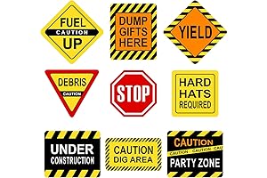 Blulu 9 Pcs Construction Party Signs: Liven Up Kids' Construction-Themed Parties!