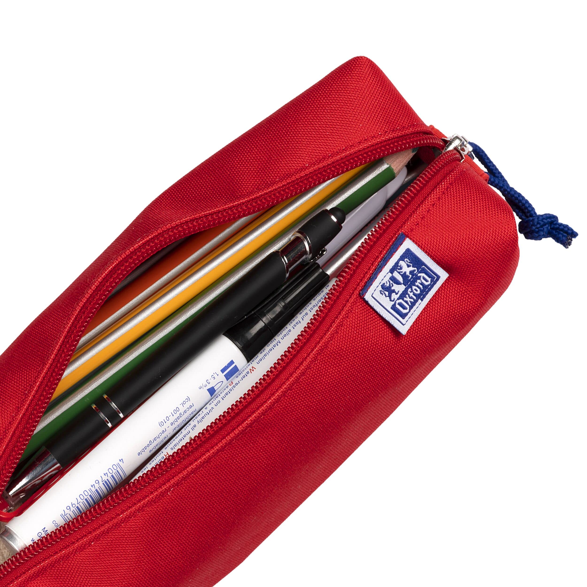Oxford Girls Boys Rectangle Large Durable Pencil Case Red, 22x8x7cm - Image 3