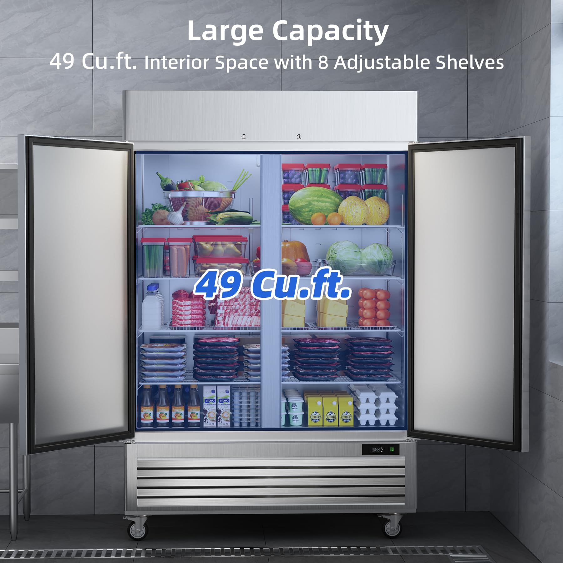  Xiltek All New 3 Door Commercial Reach In Stainless Steel  Refrigerator - Restaurant Kitchen Fridge : Industrial & Scientific