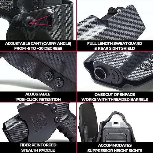 Miniatura 5 de Óptica redondeadaRMR Cut OWB Paddle KYDEX Holster  Retención 'Posi-Click'  Ajuste personalizado  Inclinación ajustable  100% fabricado en Estados