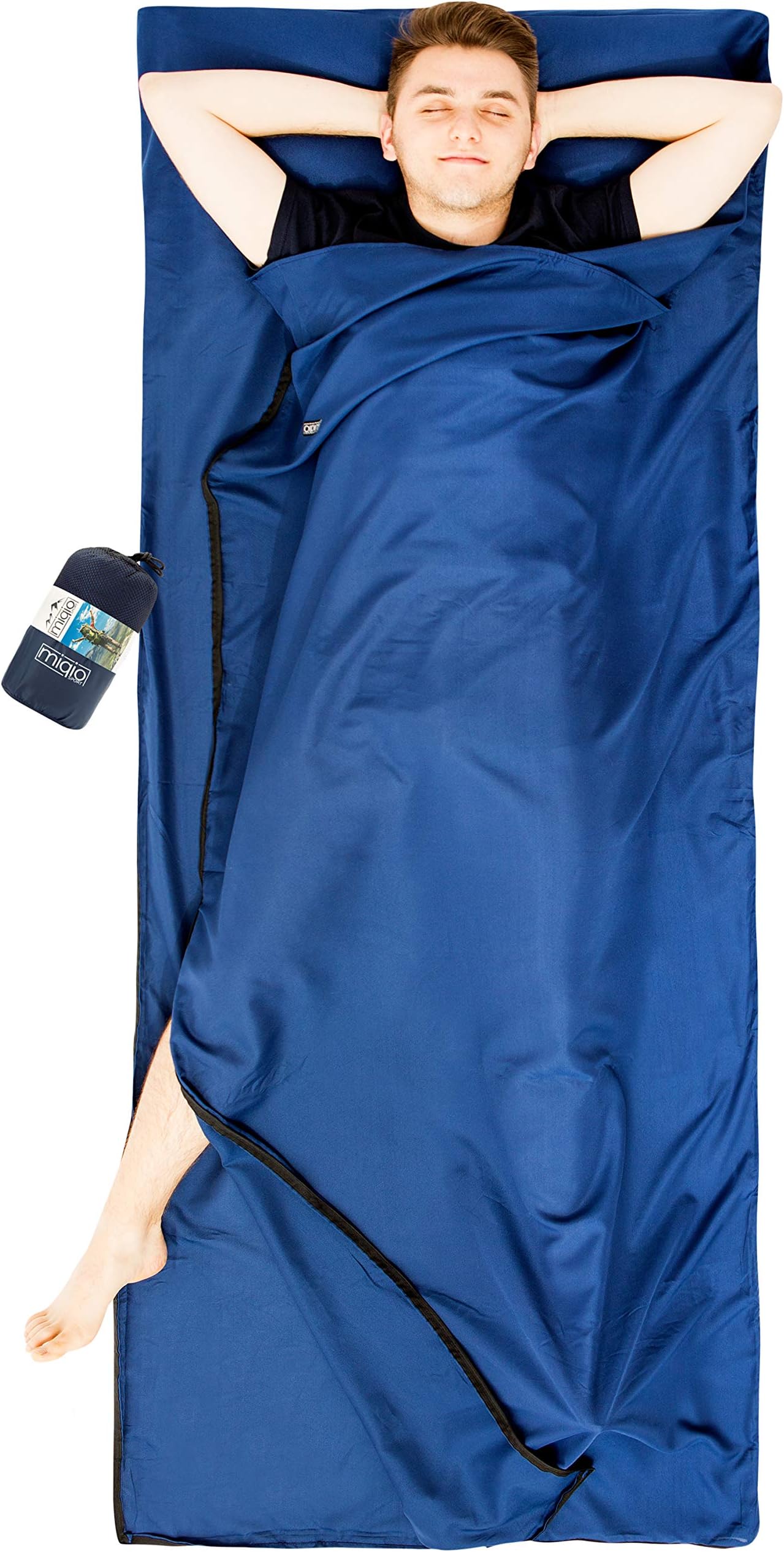 MIQIO 2-in-1 Sleeping Bag Liner and Lightweight XL Size Double Travel Bed Sheet