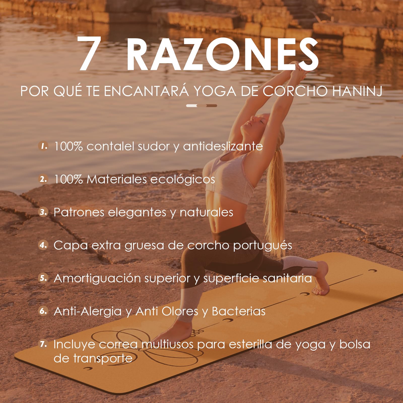 Esterilla de Yoga de Corcho Antideslizante - Alfombra para Entrenamiento de Gimnasia,sin sustancias nocivas, para Yoga y Pilates - Colchoneta de 183 x 61 x 0.4CM-con Correa de Transporte