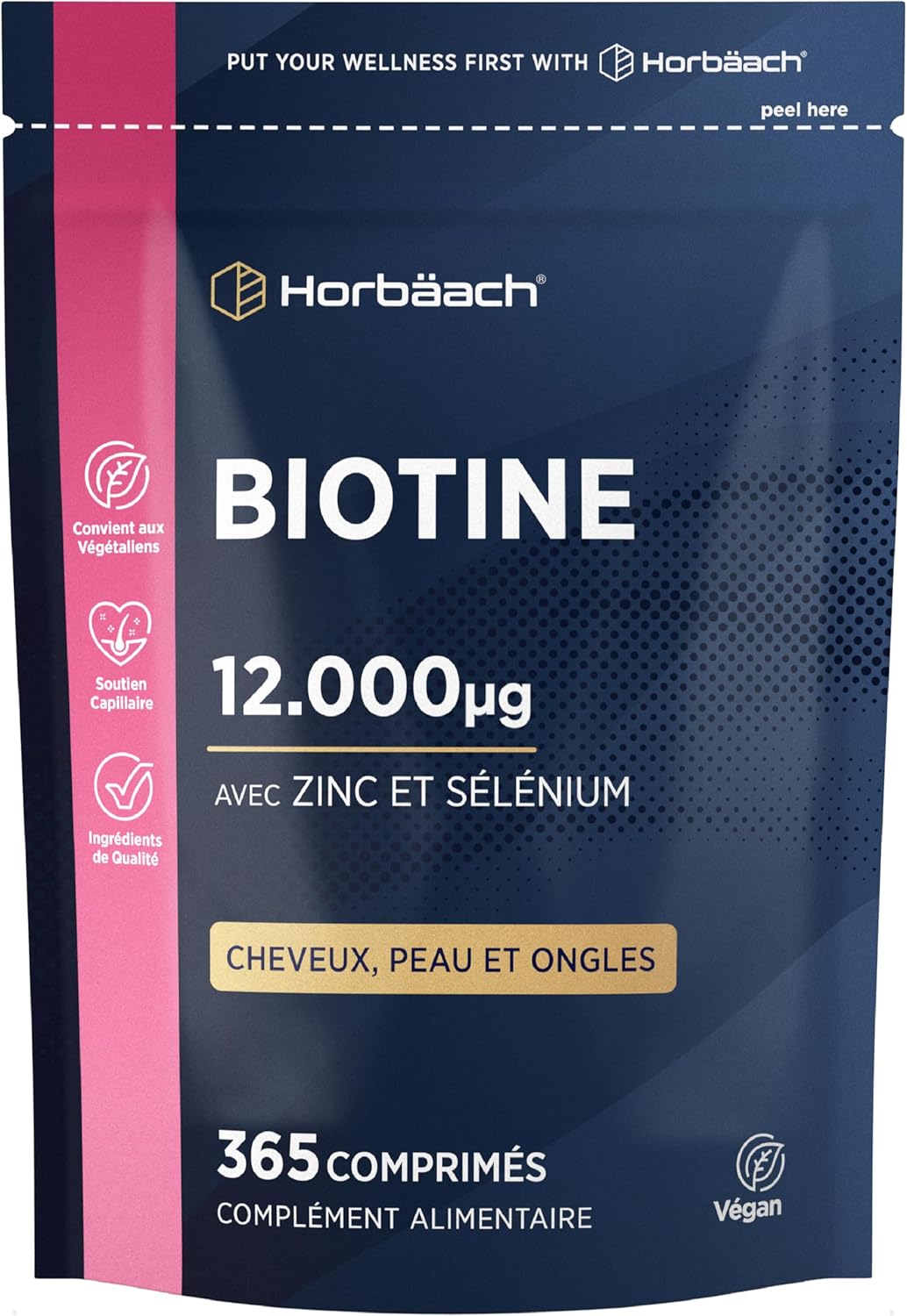 Biotin 12000 mcg Extra Strong | 4000 mcg per Tablets | 365 Vegan Tablets | Complex with Zinc and Selenium | Nutritional Supplement For Hair Skin Nails | Horbaach Biotin 12000 mcg Extra Strong | 4000 mcg per Tablets | 365 Vegan Tablets | Complex with Zinc and Selenium | Nutritional Supplement For Hair Skin Nails | Horbaach
