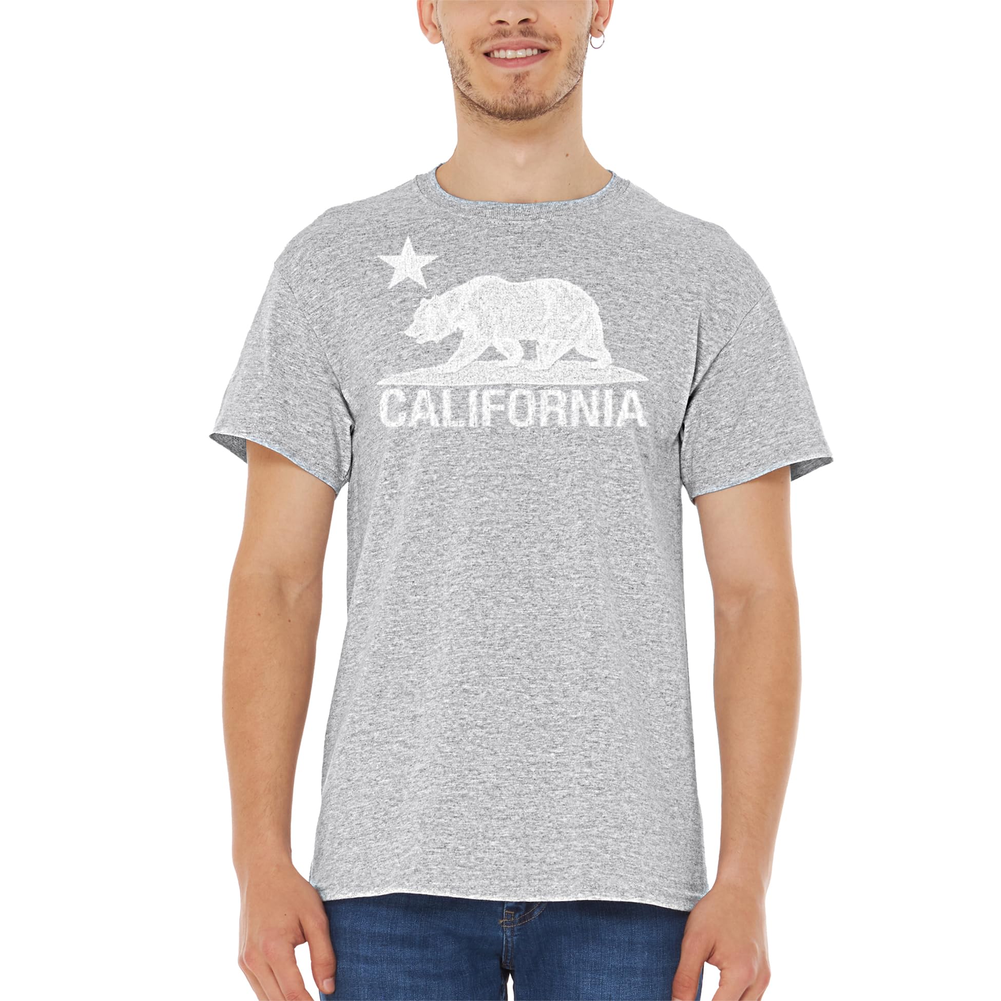 shop4ever California Distressed White Bear T-Shirt Camicie Cali