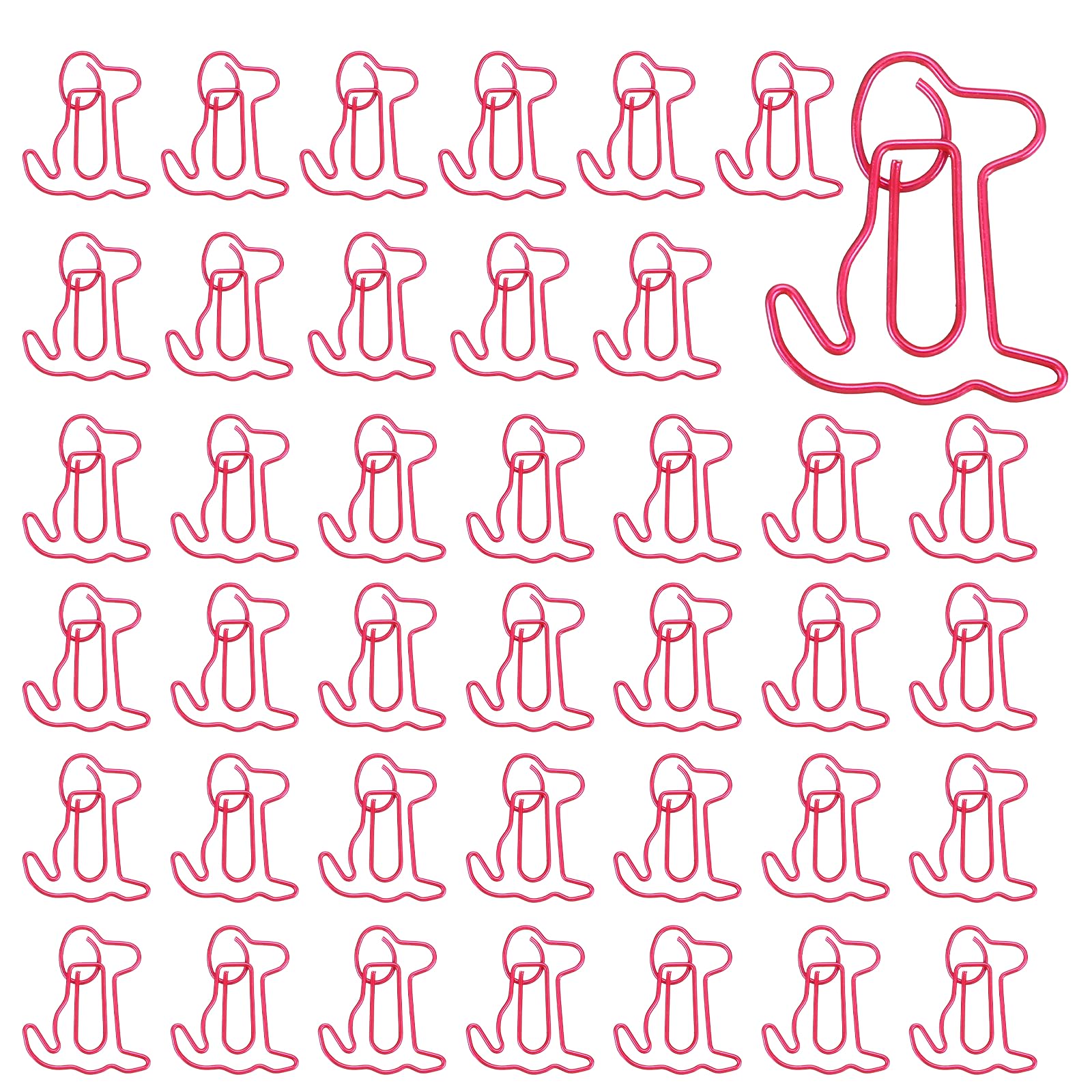PATIKIL 40Pcs Paper Clip, Dog Shape Metal Paper Clip Rust-Proof Small Cute Lovely Decorative Bookmarks for Notebook Document Office Home Supplies, Red