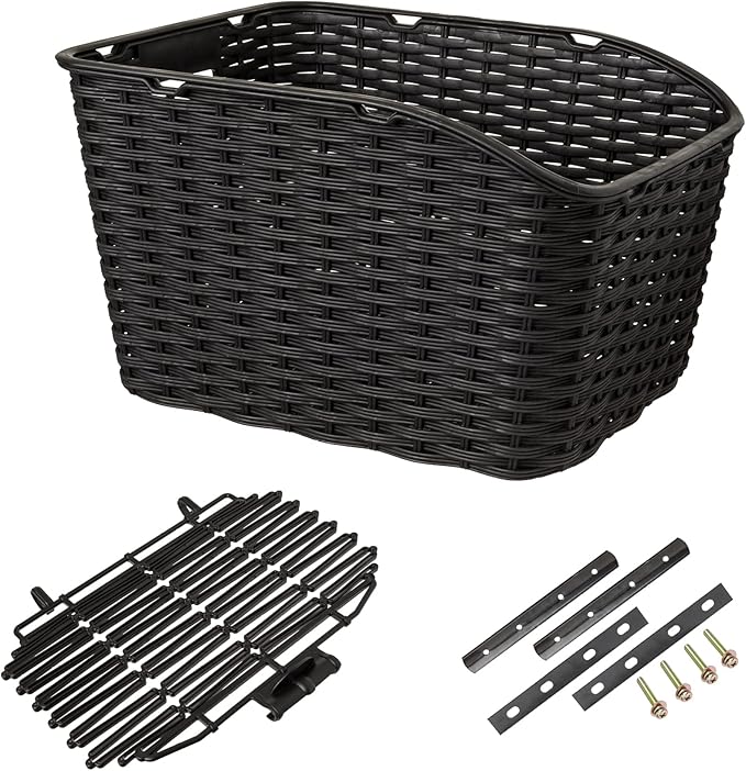 Panier Avant Et Arrière Pour Vélo HITWAY - Métal Noir, Résistant à L'eau, Capacité 10 Kg, Montage Facile