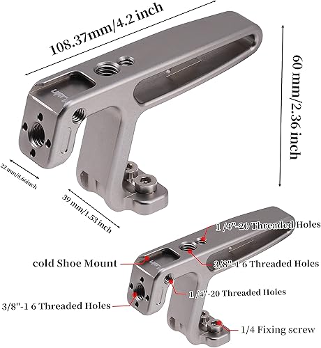 Miniatura 3 de FOTGA Estabilizador de mango superior de 4.2 pulgadas con doble montaje de tornillo de 14 "-20 para Canon Nikon Sony DSLR cámara sin espejo jaula