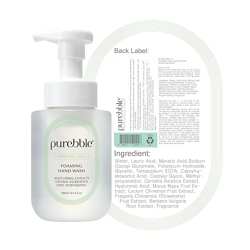 Miniatura 2 de PUREBBLE Lavado de manos espumoso, verde refrescante, 10.1 fl oz (verde refrescante, paquete de 2)