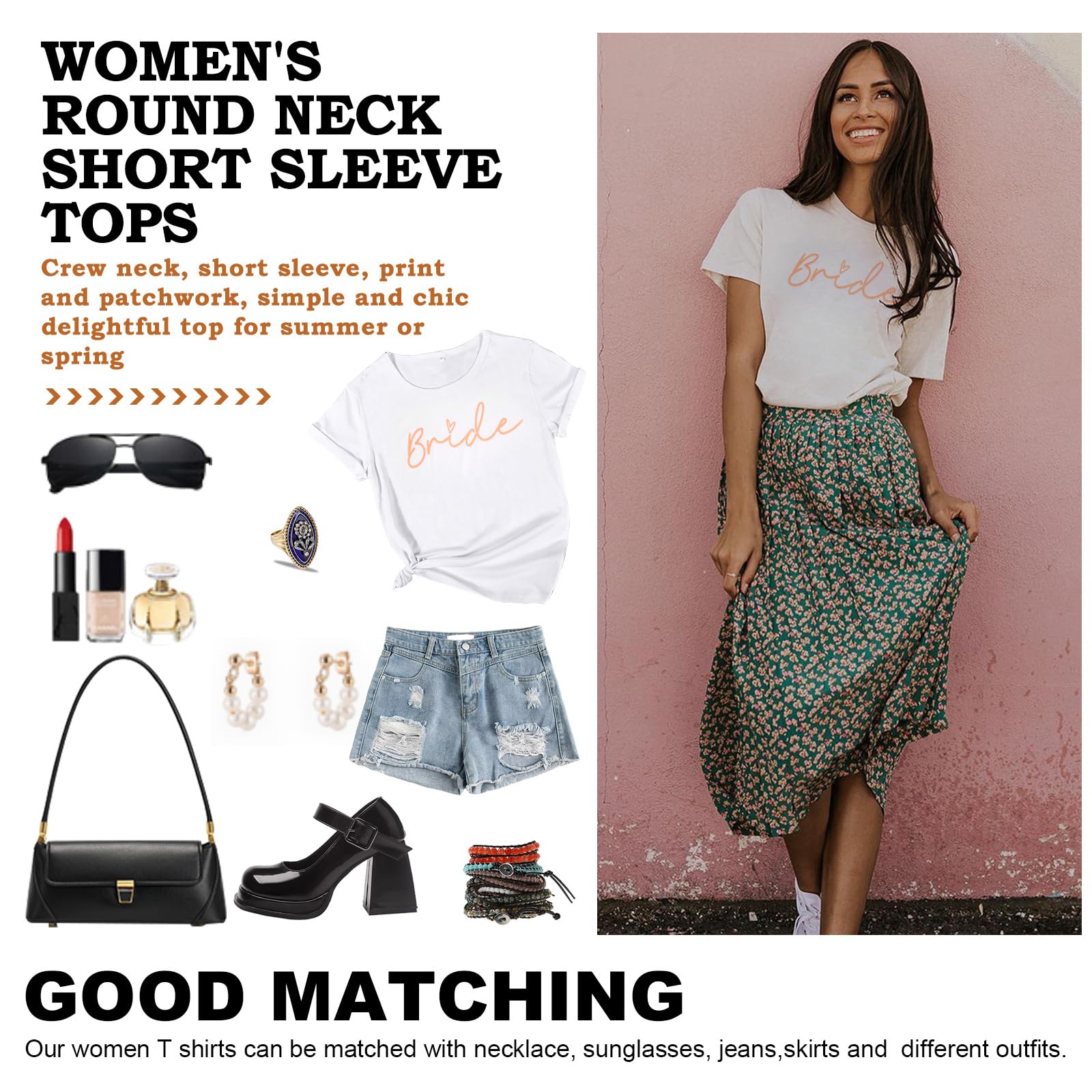 heekpek Maglietta Manica Corta Donna Amore T-Shirt Cotone Maglietta Elegante Donna Casual T-Shirt Estiva con Girocollo Modello Vintage ModaT-Shirt Manica Corta Camicia