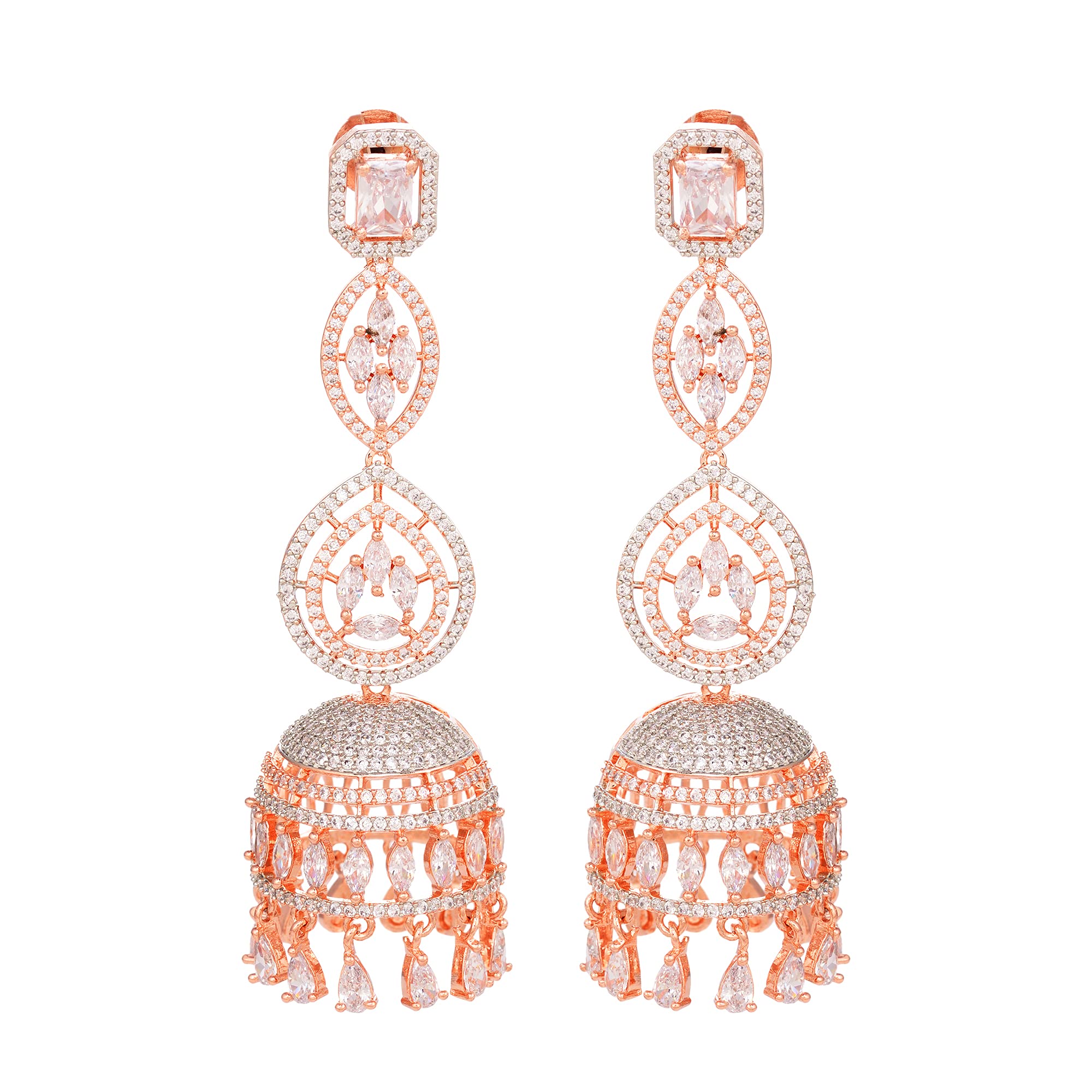 Saraf Rs Jewellery Rose Jhumka Earrings For Women & Girls- AD Studded Earrings - 5 cm (B09B54ZLTF) Amazon Price History, Amazon Price Tracker