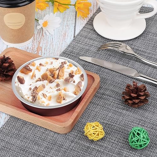 Vista 122 de Beasea Latas desechables para tartas de 4 pulgadas, paquete de 50 mini sartenes con tapas, molde de aluminio dorado de 8 onzas, moldes para tartas