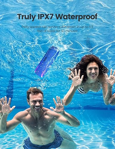 Miniatura 4 de Altavoz Bluetooth portátil altavoz inalámbrico impermeable IPX7 con luces intermitentes coloridas súper graves de 25 W con tiempo de reproducción 24
