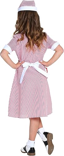 Miniatura 3 de Disfraz vintage de los años 50 para niña Traje retro de camarera de restaurante Uniforme de cosplay Soda Jerk